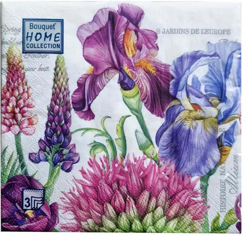 Набор салфеток бумажных «Декоративные ирисы» | Home collection. Classic | Art Bouquet