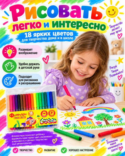 Фломастеры яркие