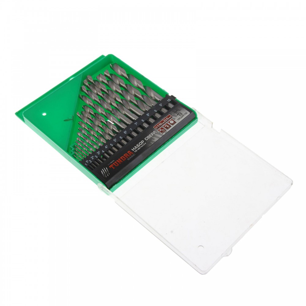 Набор сверл «TUNDRA basic» сталь HSS, 19 предметов, 1-10 мм. через 0,5 мм | Basic | Tundra