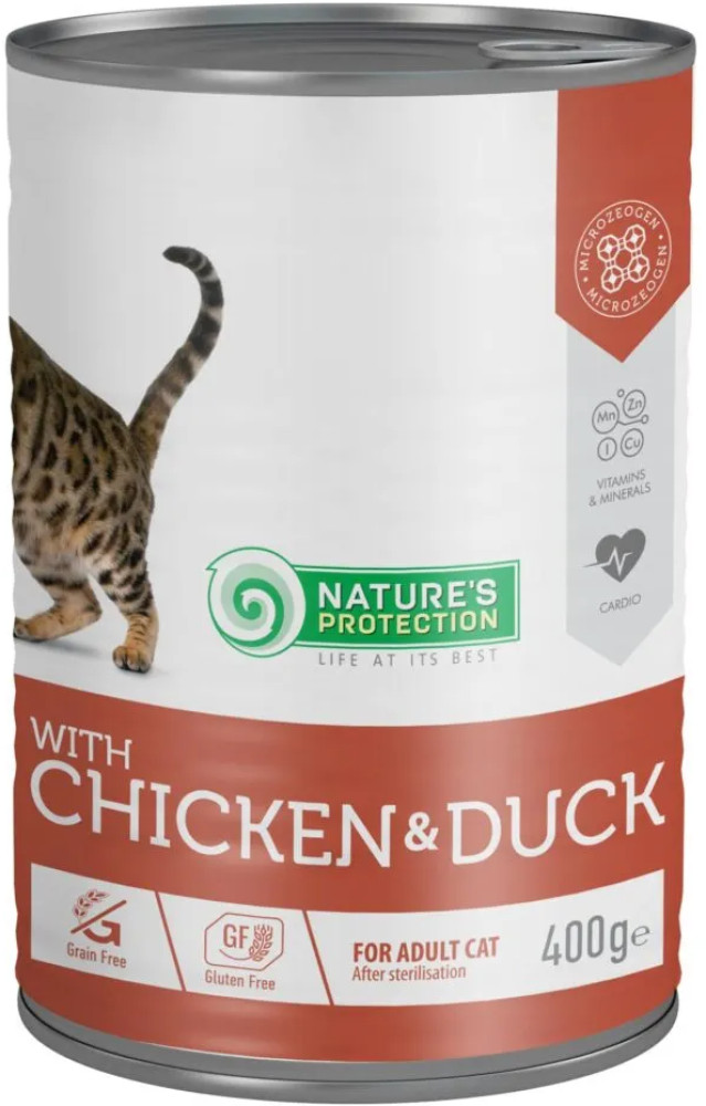 Sterilised with chicken & duck влажный корм для стерилизованных кошек с курицей и уткой | Nature's Protection