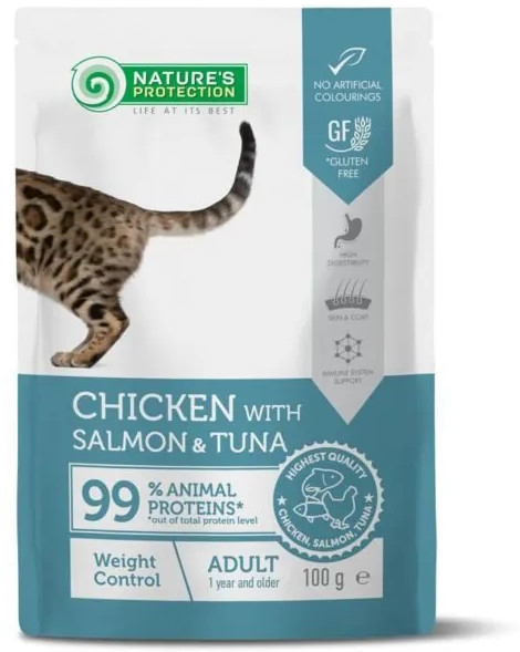 Adult Chicken, Salmon & Tuna пауч для взрослых кошек с курицей, лососем и тунцом | Nature's Protection