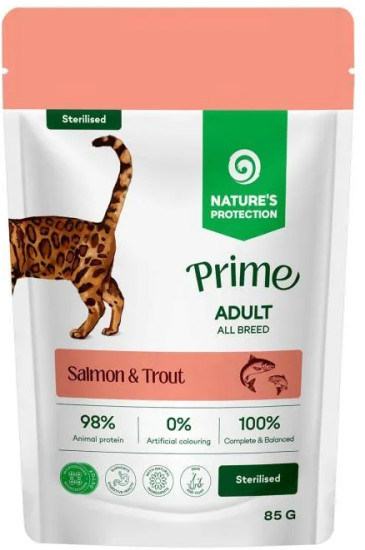 Prime Sensitive Digestion Adult All Breed Cats with Salmon and Turkey пауч для стерилизованных кошек с лососем и индейкой