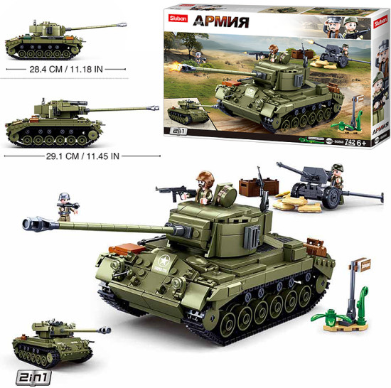 Конструктор «Американский средний танк с фигурками военных»