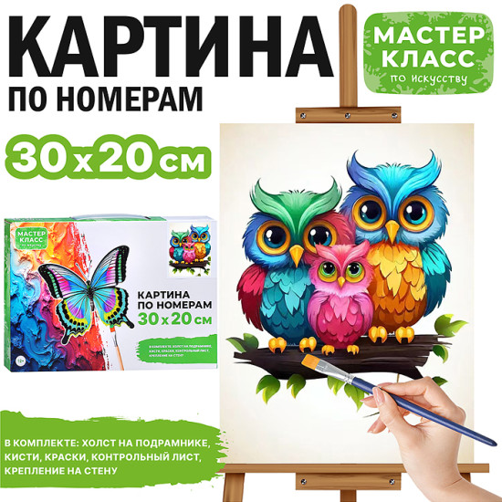Картина по номерам «Семья сов»