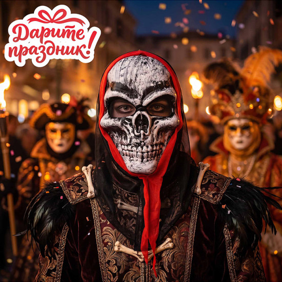 Маска карнавальная «Череп в капюшоне»