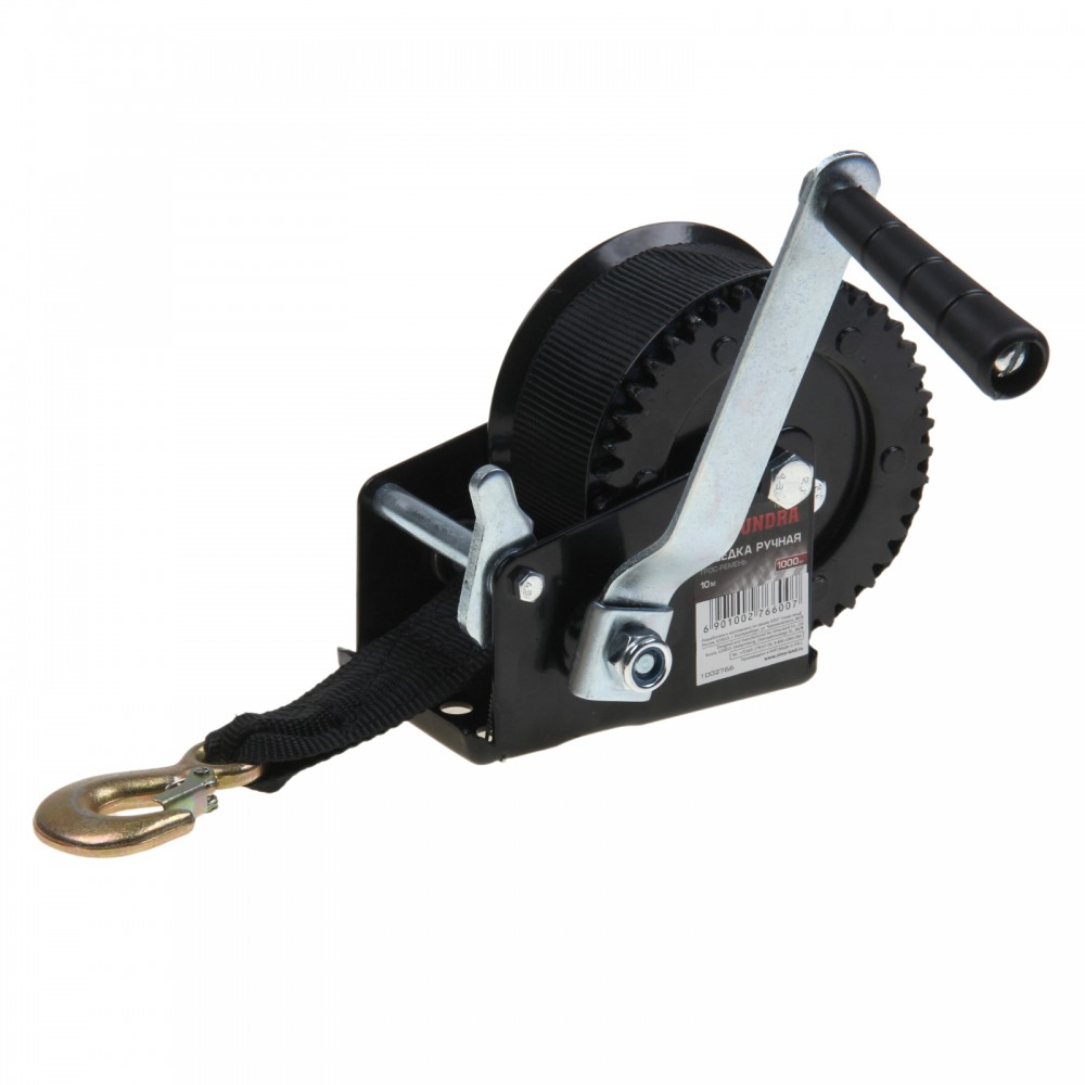 Лебедка ручная «TUNDRA basic» 1000 кг, трос-ремень 10 метров | Basic | Tundra