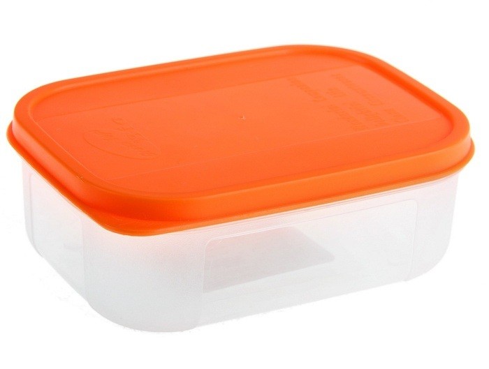 Контейнер пищевой с крышкой (600 мл) прямоугольный, мандарин | Bio | Plastic Centre