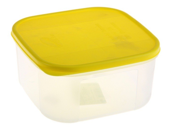Контейнер пищевой с крышкой (700 мл) квадратный, лимон | Bio | Plastic Centre