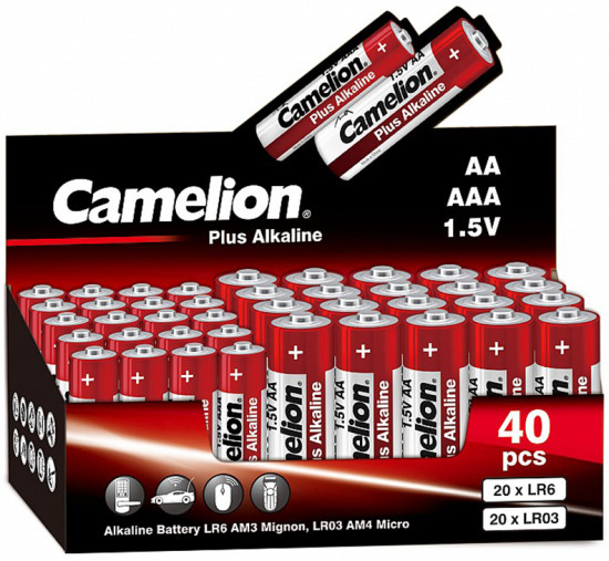 Батарейки AA и AAA Plus Alkaline 20LR6+20LR03-SP4-CB, 40 шт.