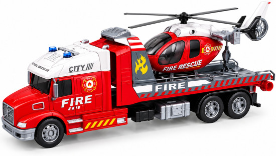 Пожарный грузовик Toystar с вертолётом Fire Rescue красный