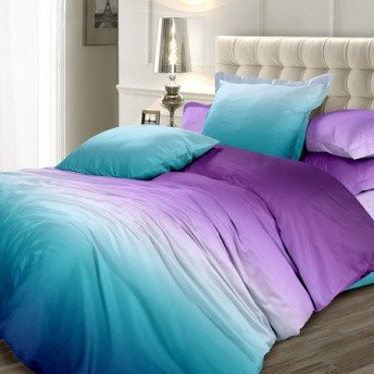 Комплект постельного белья «Бирюзовая гладь» (евро, сатин, 2 наволочки 70х70) | Satin №1. Ombre