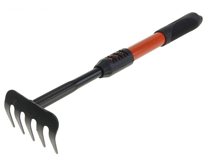Грабли 45 см, рукоять прорезиненная черная | Доляна