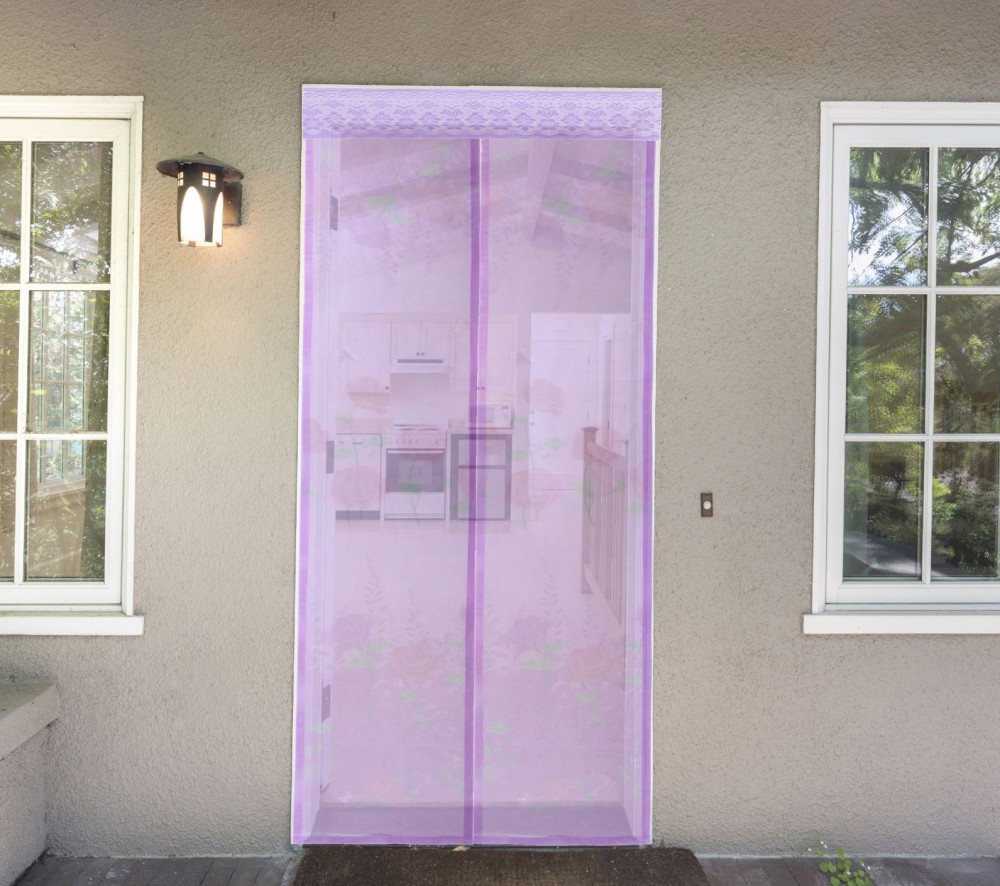 Москитная сетка "Цветы" на магнитной ленте, сиреневый