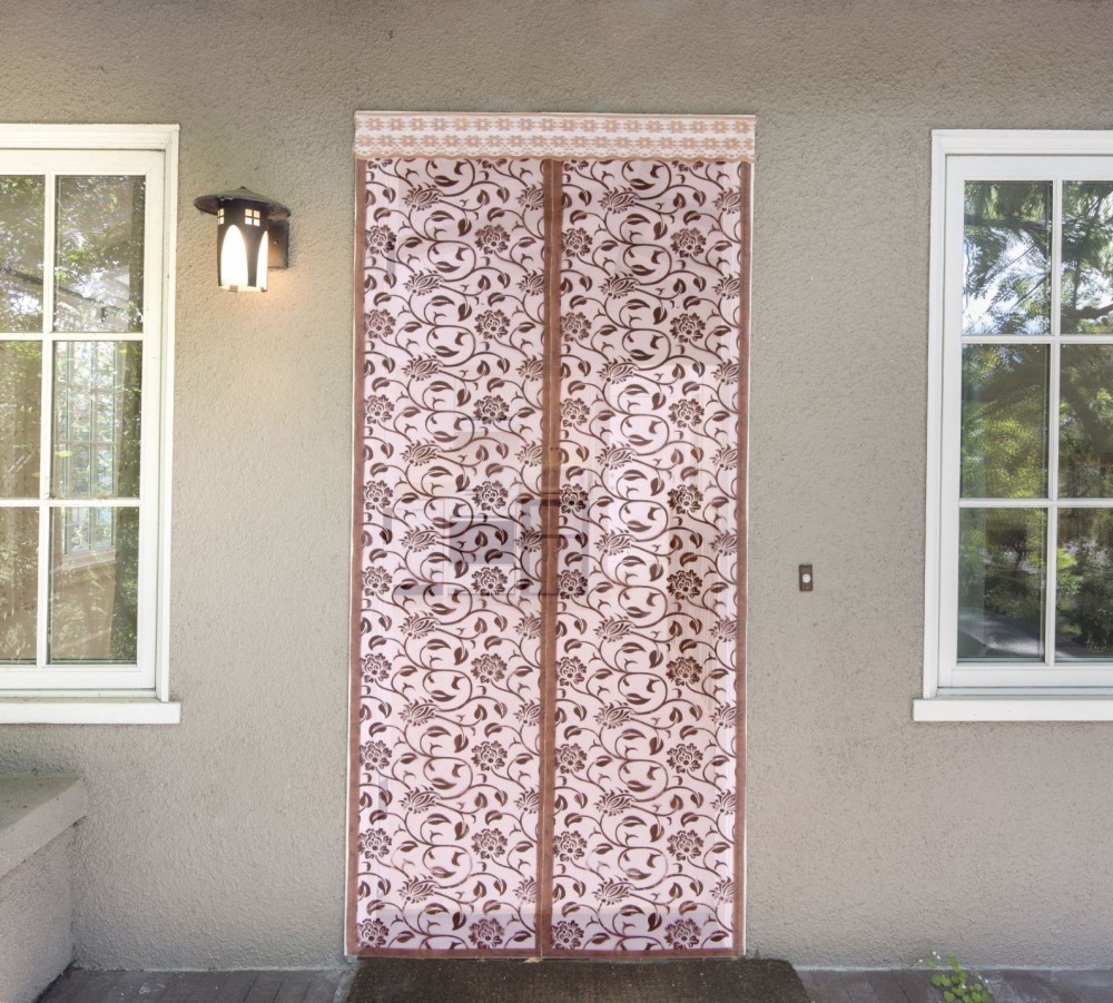 Москитная сетка "Цветочный узор" на магнитной ленте, кофейный