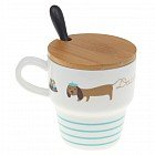 Кружка с крышкой и ложкой 280 мл «Животные», цвет в ассортименте