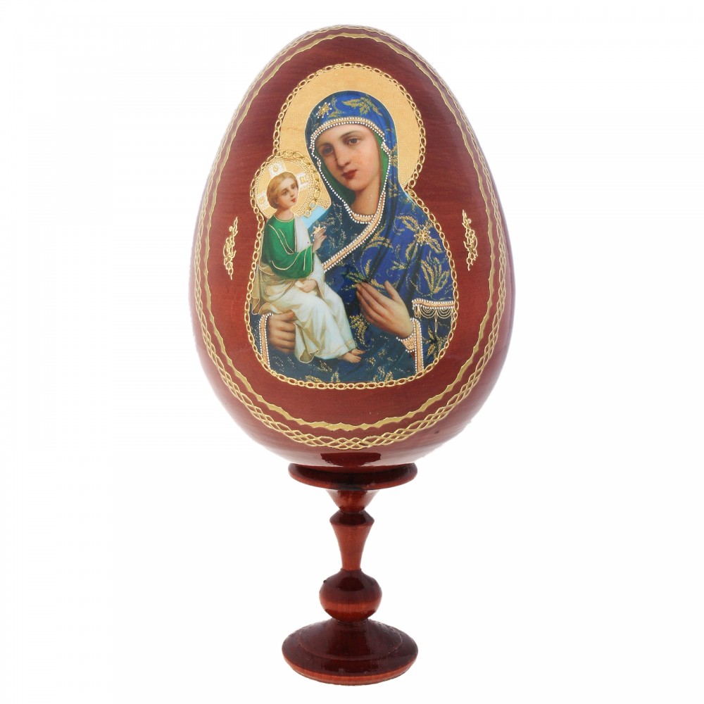 Сувенир Яйцо на подставке икона «Божья Матерь Иерусалимская»