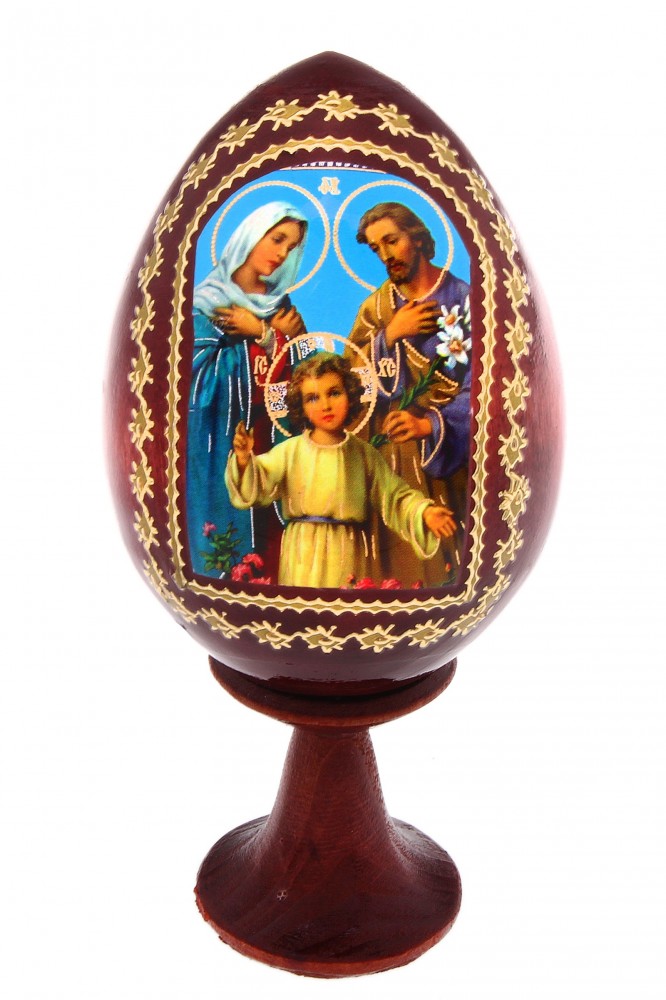 Сувенир Яйцо на подставке икона «Святое семейство»
