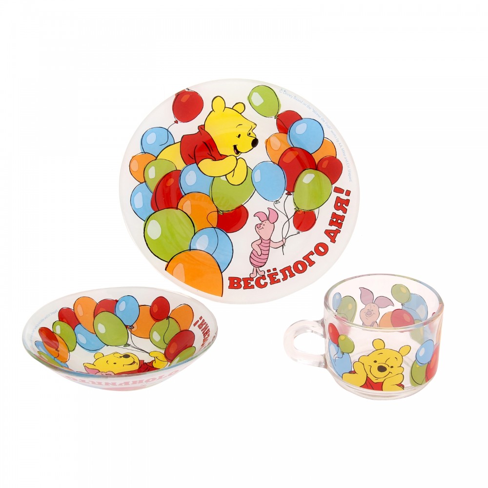 Набор посуды «Веселого дня» (кружка, тарелка, пиала) | Медвежонок Винни и его друзья | Disney