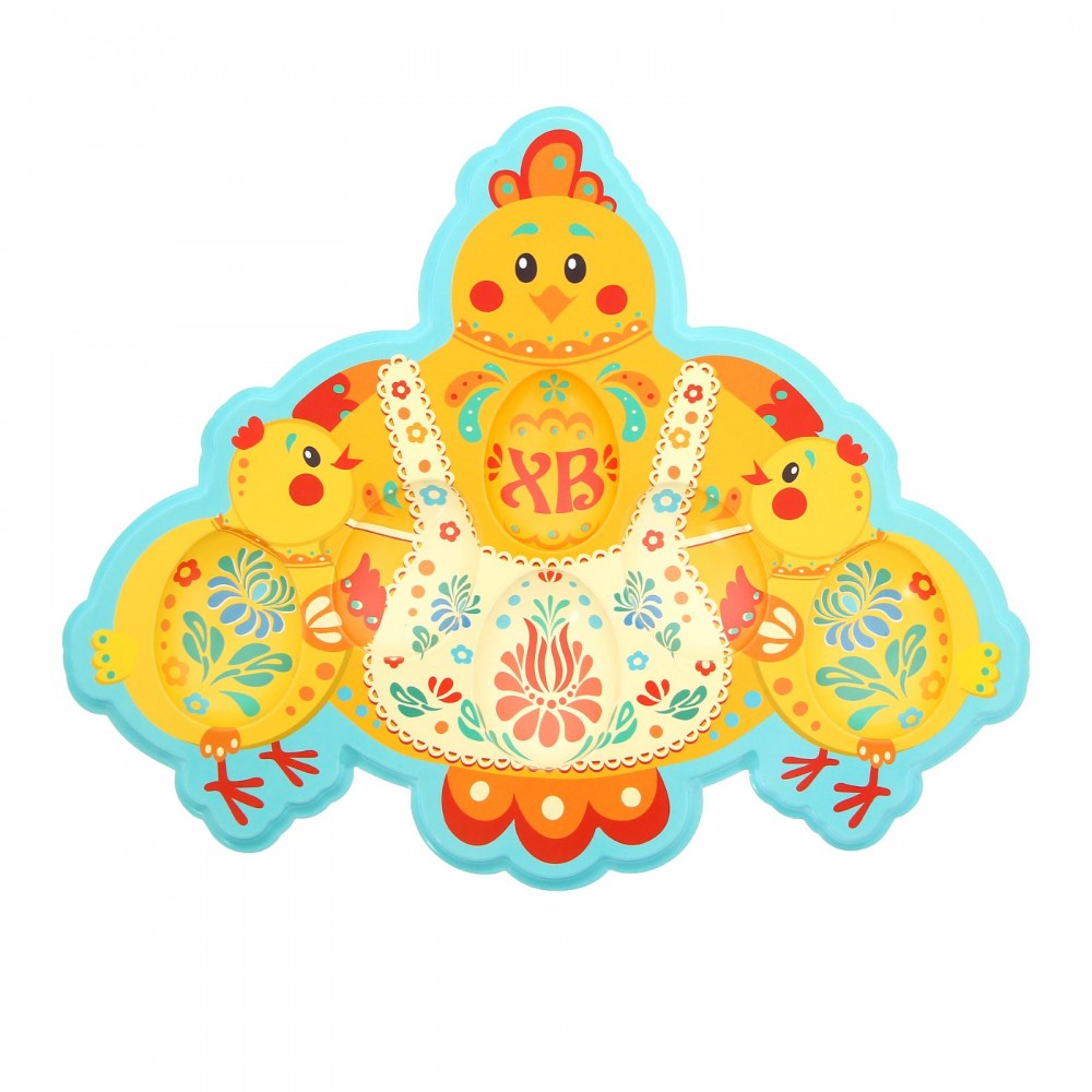 Пасхальная подставка под 6 яиц и кулич «Цыплята»