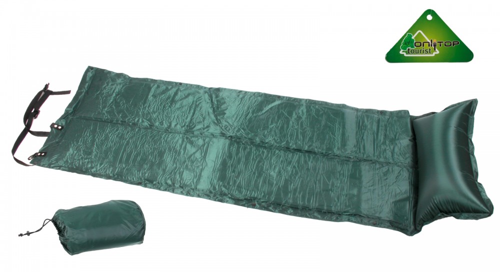 Коврик туристический самонадувающийся, 188 см, зеленый | ONLITOP