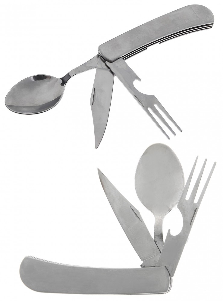 Нож складной туристический 4 в 1, металлик