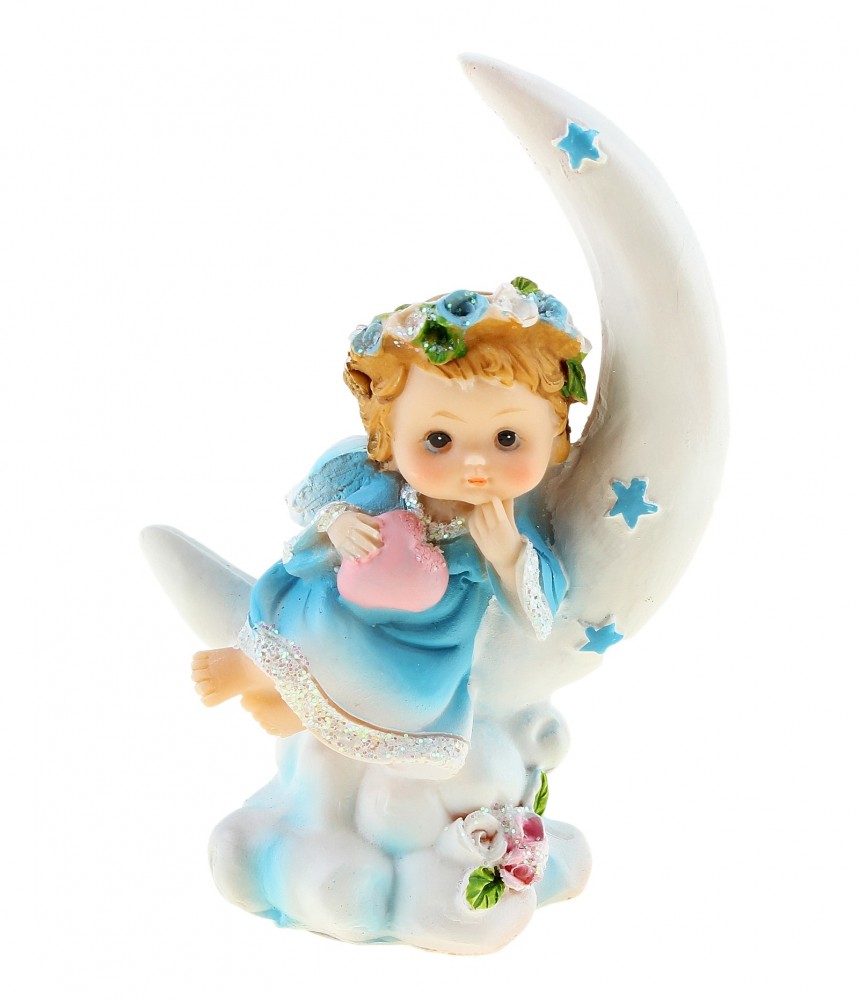 Сувенир «Ангел розовом/голубом платье на луне», в ассортименте