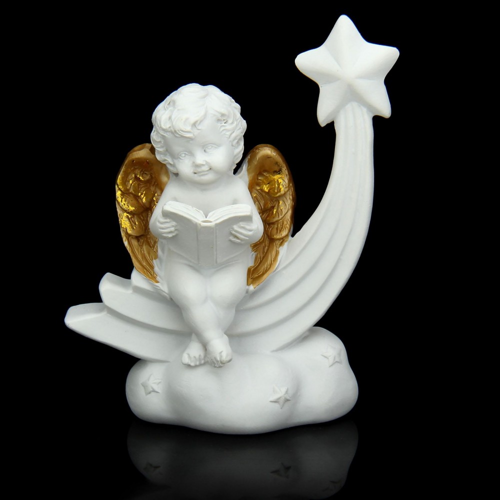 Сувенир «Белоснежный ангелочек с позолоченными крыльями на звездочке»