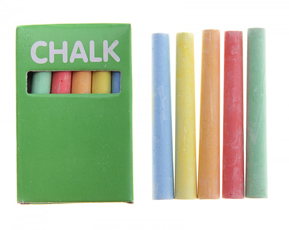 Мел школьный цветной, набор 5 цветов, круглый