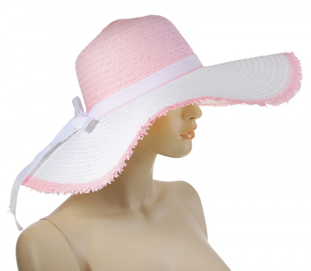 Шляпа пляжная «Настроение», цвет бело-розовый