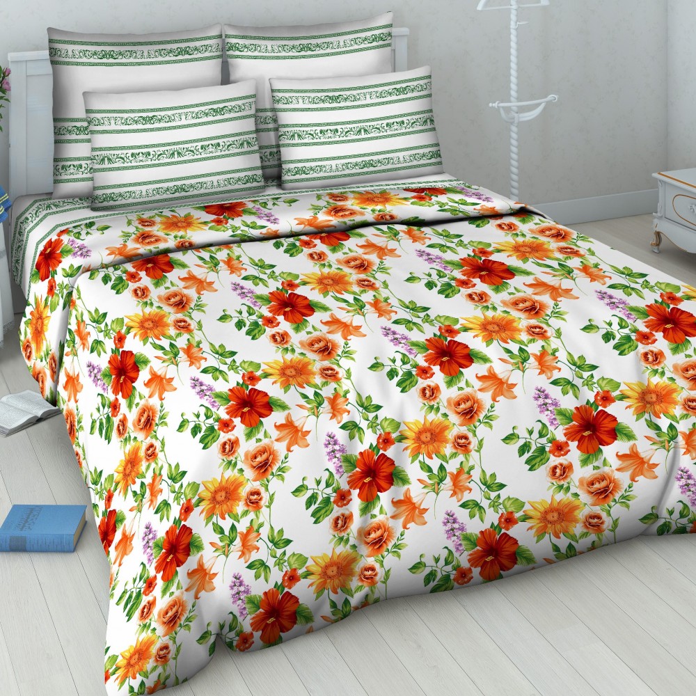 Комплект постельного белья «Цветочное ассорти» (арт. 5485/1, 2-спальный, бязь, 2 наволочки 70х70) | Русская душа | ТДЛ Текстиль