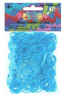 Набор резинок для плетения браслетов, голубой блестящий | Rainbow Loom