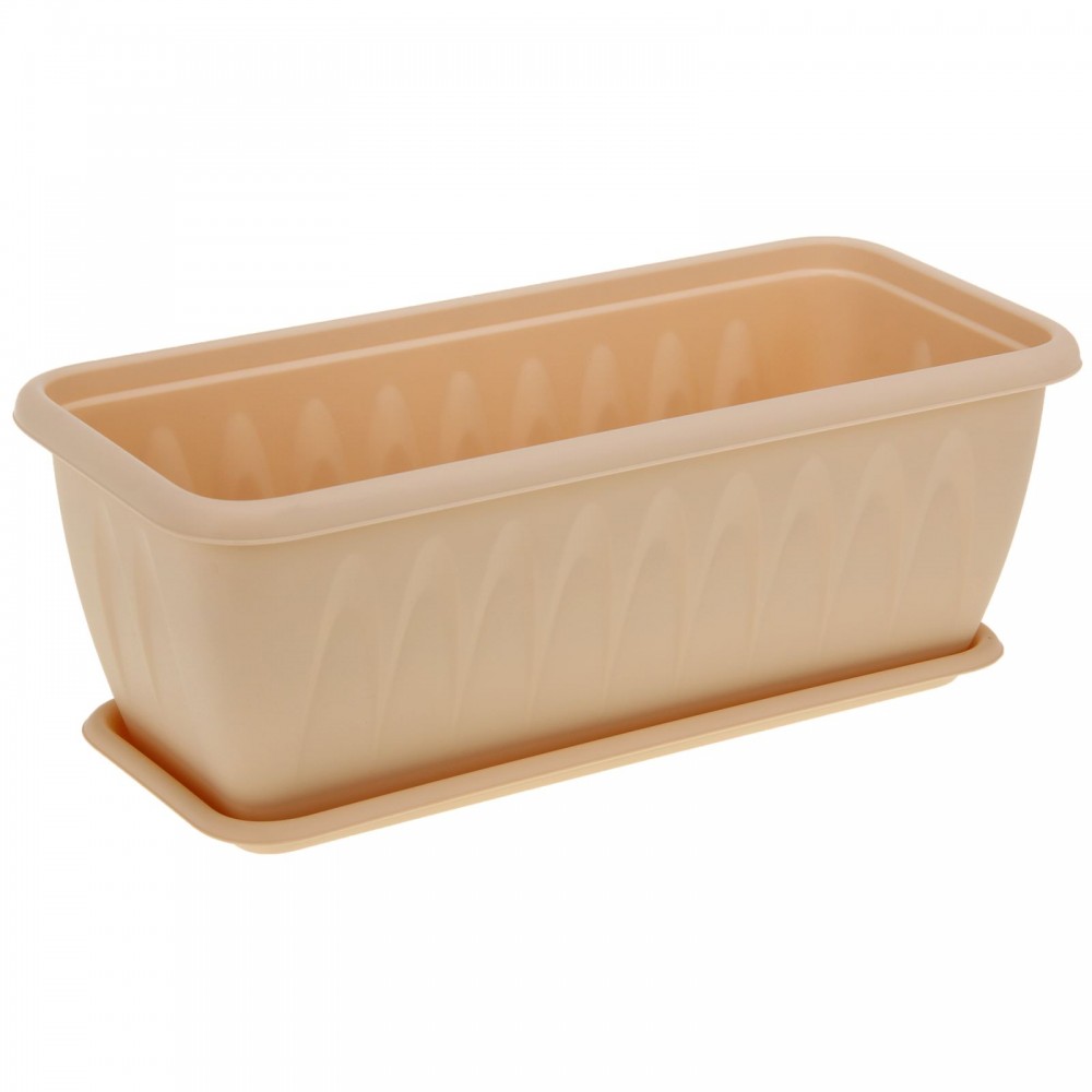 Балконный ящик с поддоном «Алиция», 40 см, цвет белая глина | Алиция | IDEA