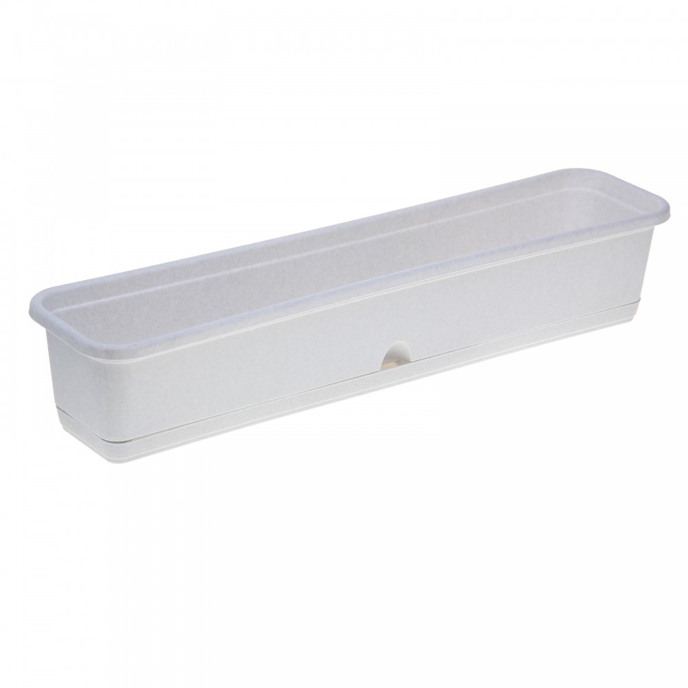 Балконный ящик с поддоном, 80 см , цвет мраморный | IDEA