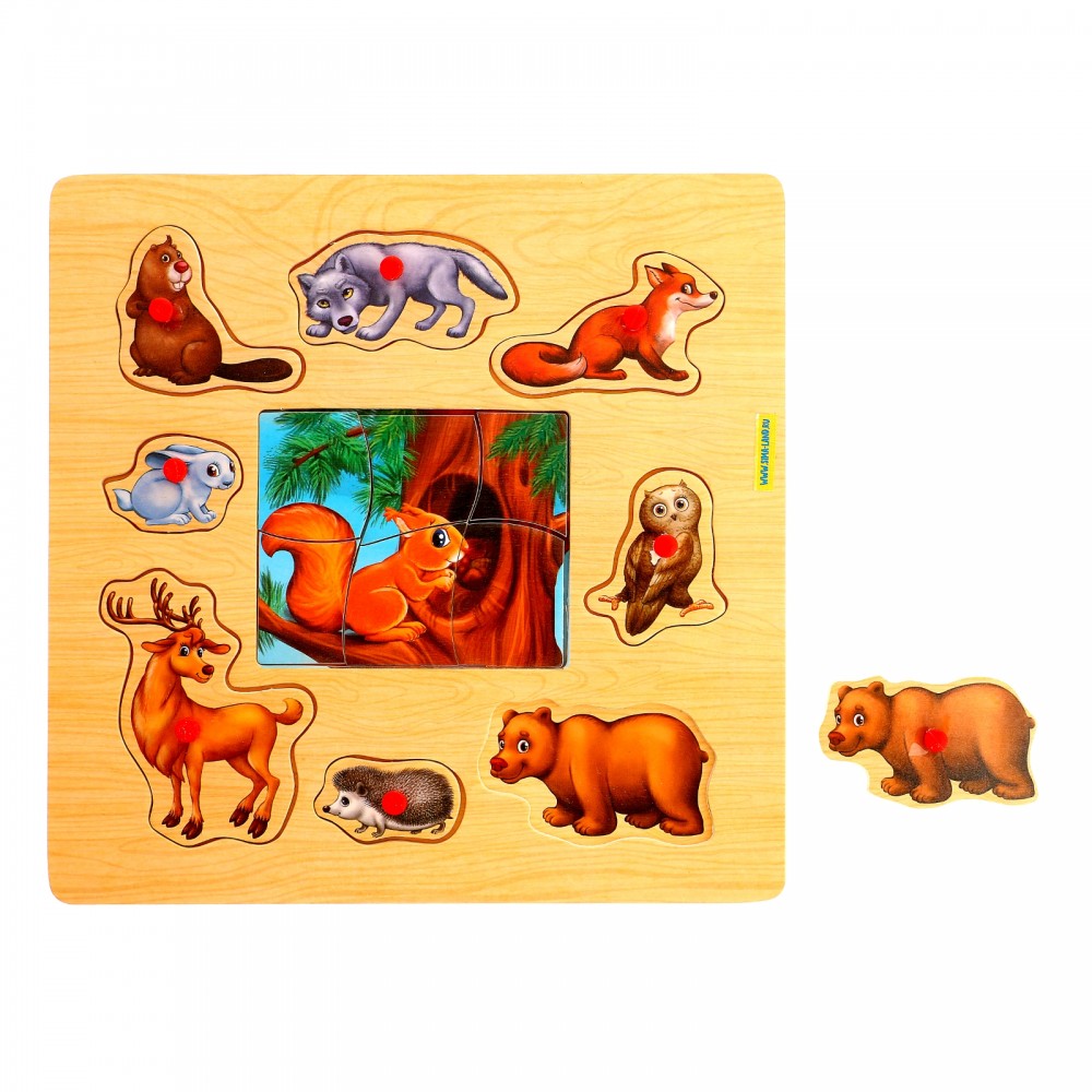 Рамка-вкладыш 2 в 1 «Лес», 14 элементов | Лесная мастерская