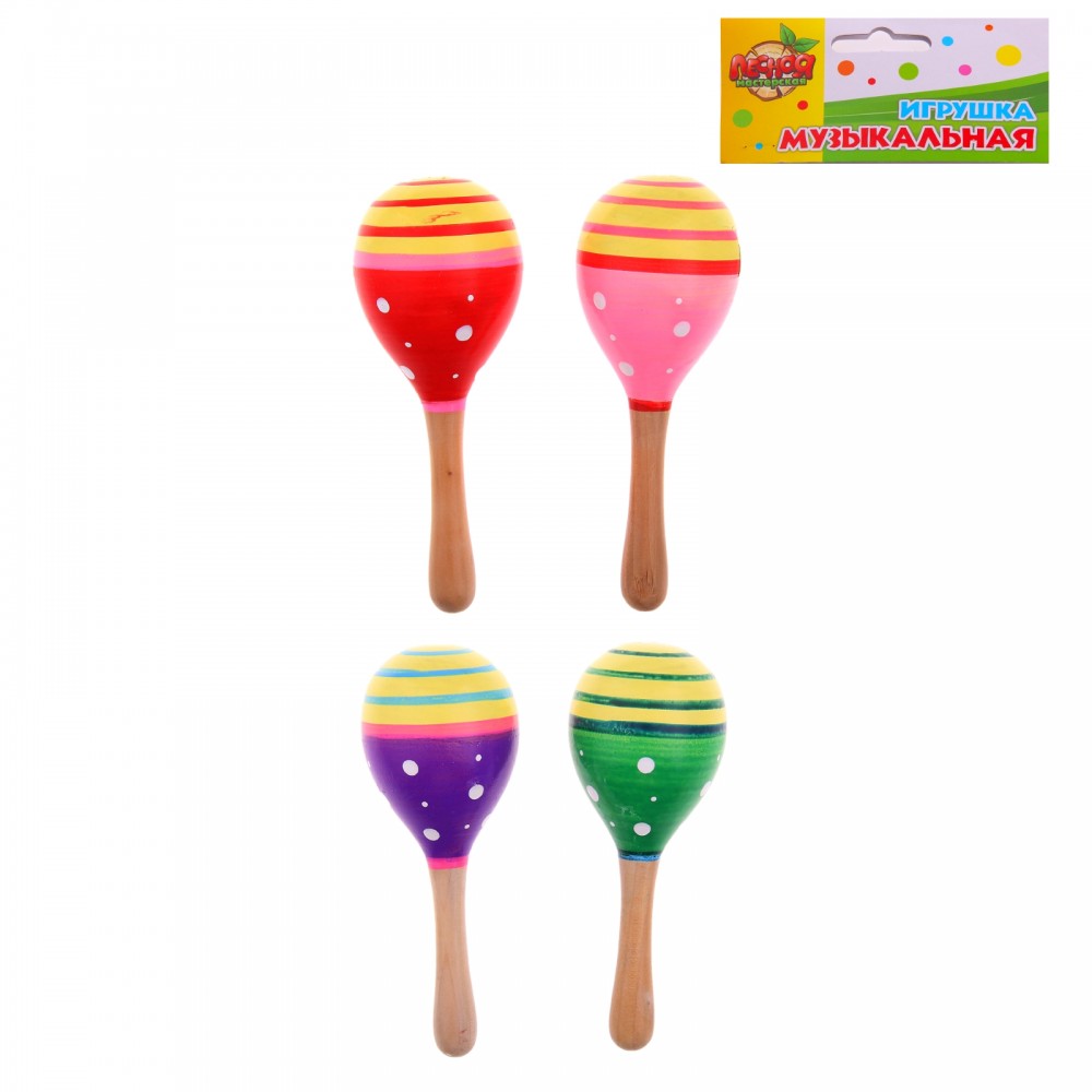 Игрушка музыкальная маракас с белым горошком, цвет в ассортименте | Лесная мастерская