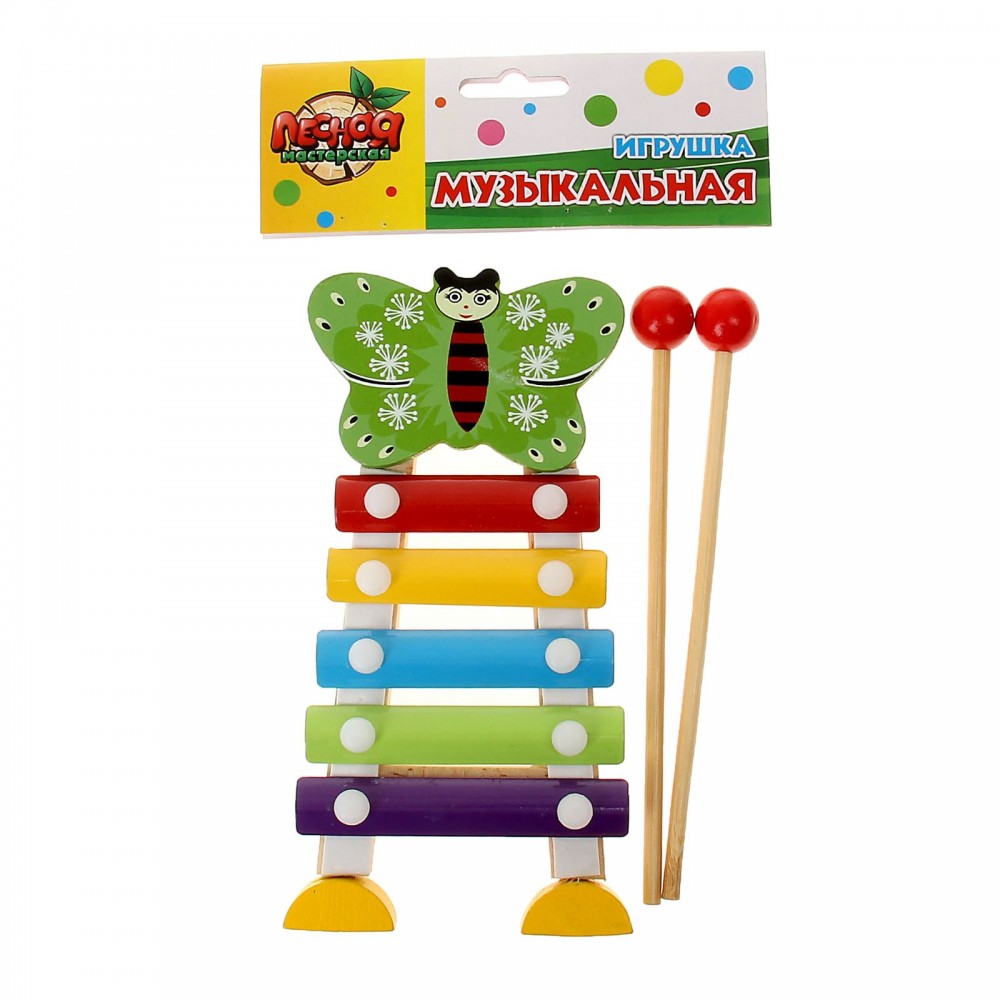 Игрушка музыкальная металлофон «Бабочка», 5 тонов | Лесная мастерская