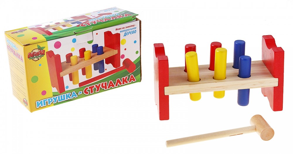Стучалка на ножках с 6-ю гвоздиками и молоточком | Лесная мастерская