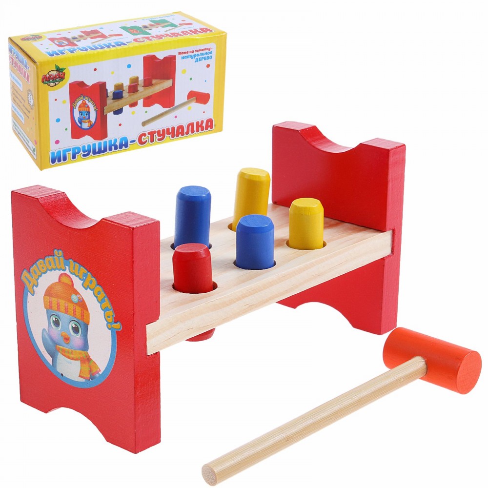 Стучалка на ножках, 6 гвоздиков и молоточек «Давай играть» | Лесная мастерская