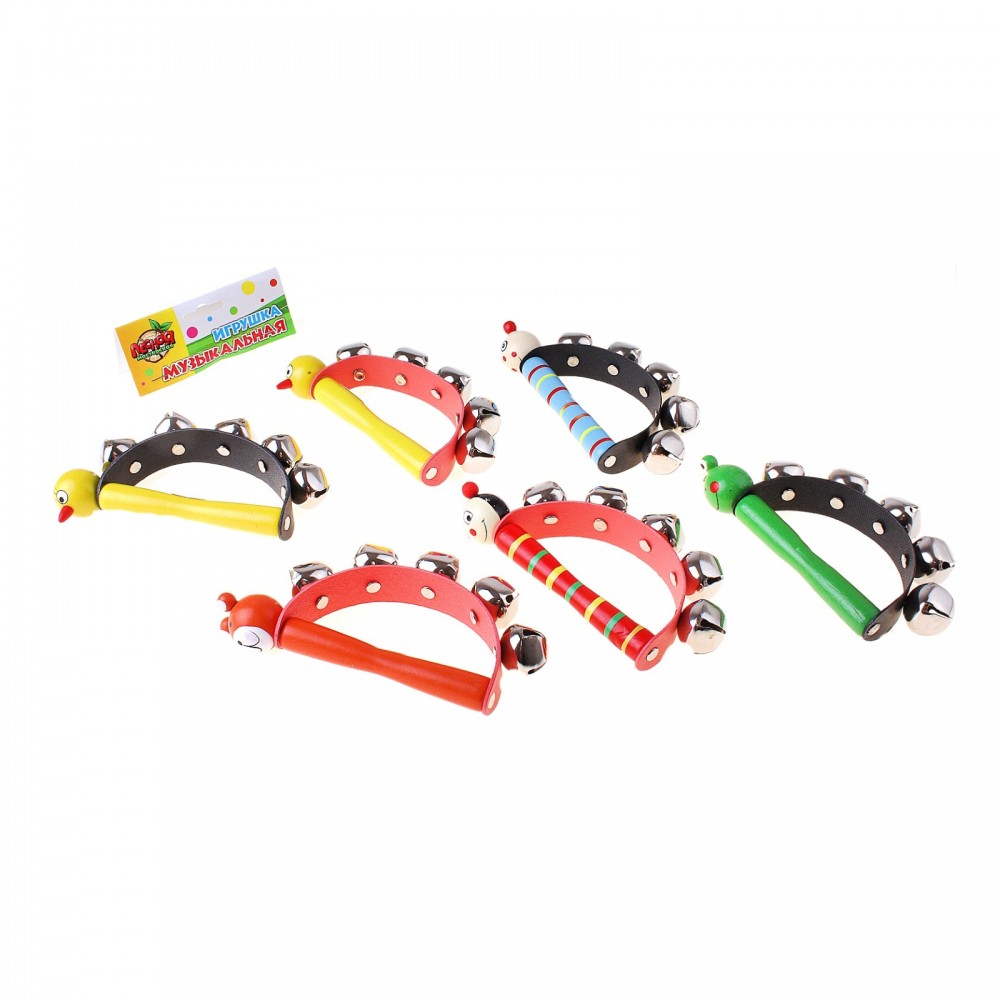 Игрушка музыкальная бубен «Звери» с колокольчиками, в ассортименте | Лесная мастерская