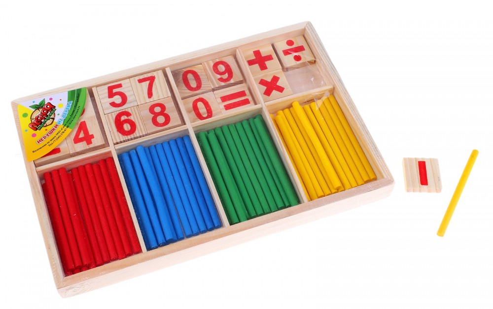 Счётные палочки, цифры и знаки, 72 элемента | Лесная мастерская