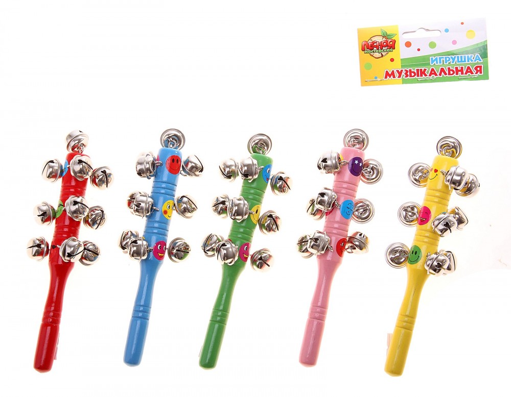 Погремушка с бубенцами «Смайлики», цвет в ассортименте | Лесная мастерская