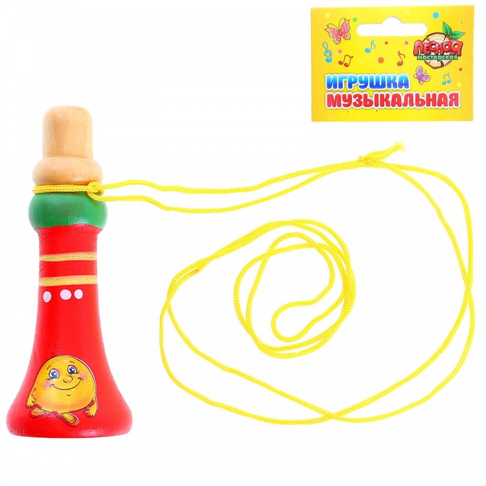 Игрушка музыкальная дудочка на веревочке «Колобок», 9 см | Лесная мастерская