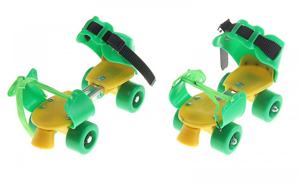 Ролики для обуви раздвижные, размер 16-21 см, колеса РVC d = 45 мм, цвет зеленый
