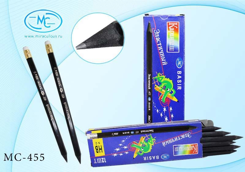 Карандаш пластиковый с ластиком MIRACULOUS HB, черный шестигранный корпус | MC Basir
