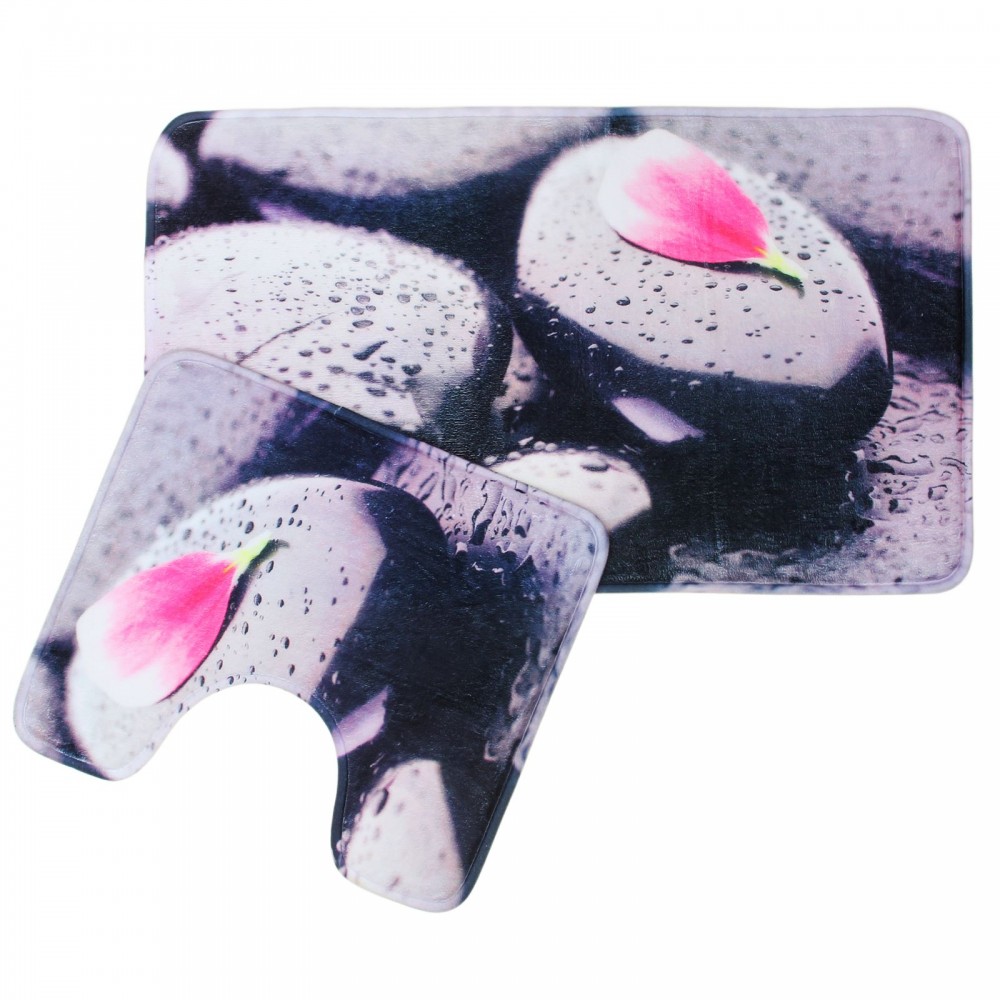 Набор ковриков для ванной и туалета «Камни» 2 шт, 75х45, 45х40 см | Доляна