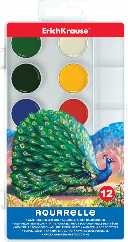 Акварель медовая с палитрой «ErichKrause», 12 цветов | Акварель | Erich Krause