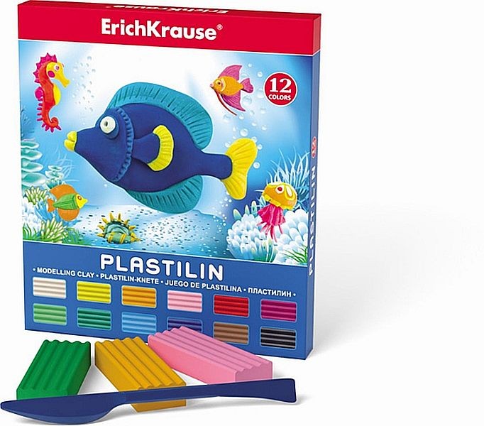 Пластилин мягкий «ErichKrause», 12 цветов, со стеком | Пластилин | Erich Krause