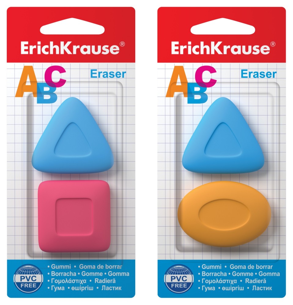 Набор ластиков «ABC», 2 штуки, в ассортименте | Ластики | Erich Krause