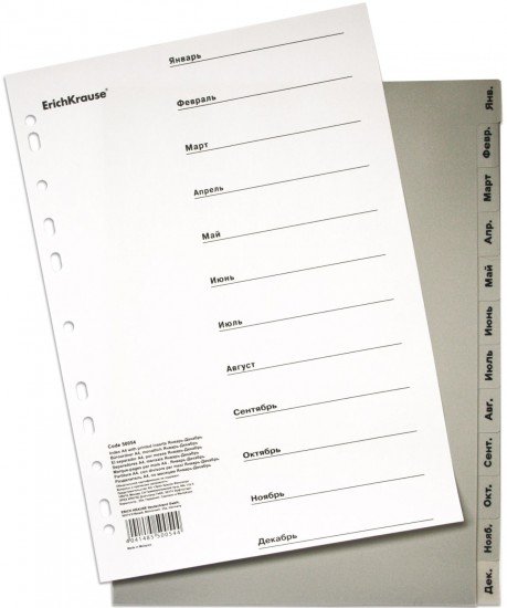 Разделители А4 «Divider», январь-декабрь