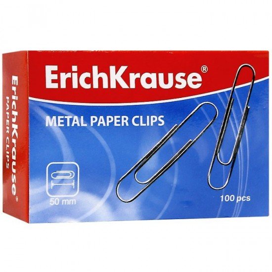 Скрепки металлические «ErichKrause», 100 штук